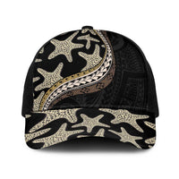 Beige Polynesian Starfish Unique Pattern Baseball Net Cap