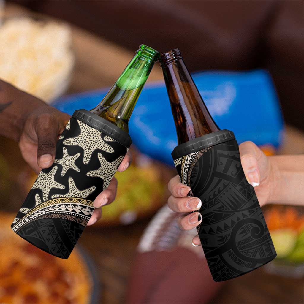 Beige Polynesian Starfish Unique Pattern 4 in 1 Can Cooler Tumbler
