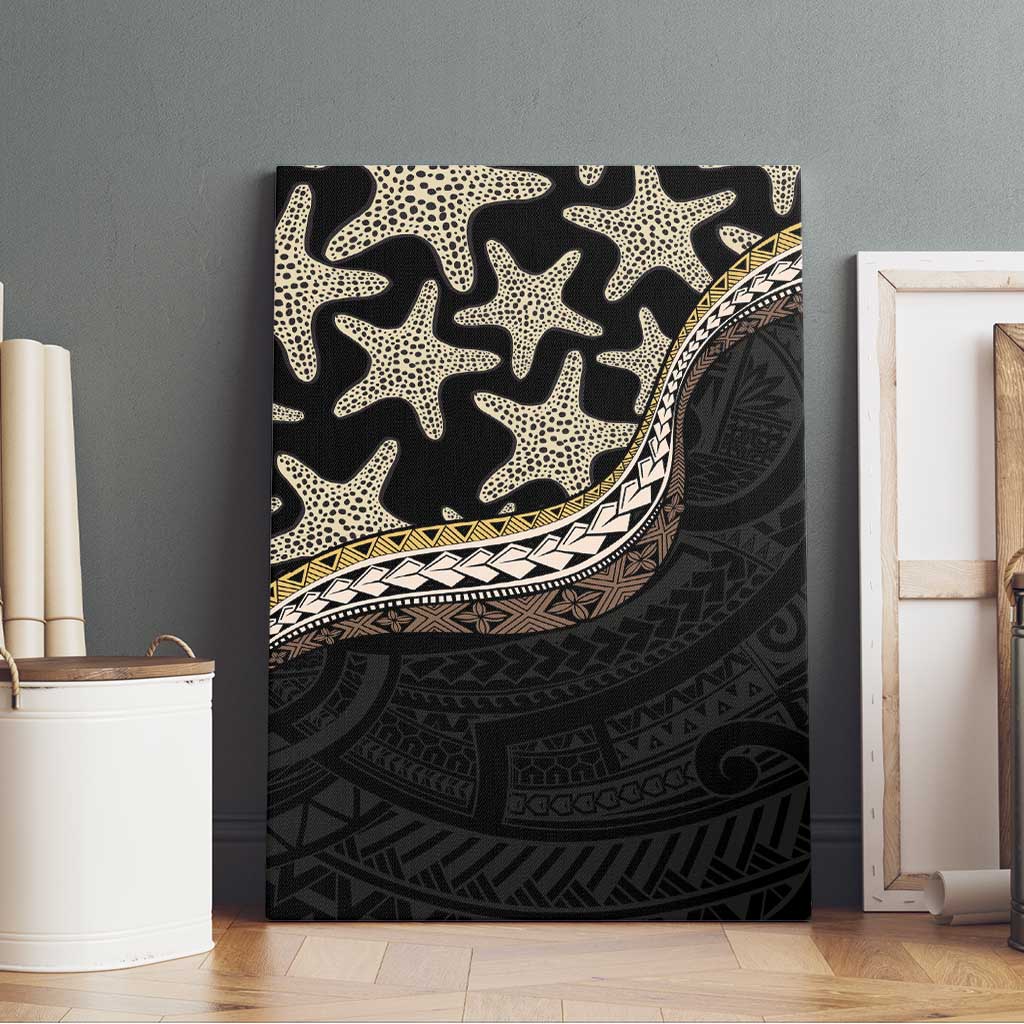 Beige Polynesian Starfish Unique Pattern Canvas Wall Art