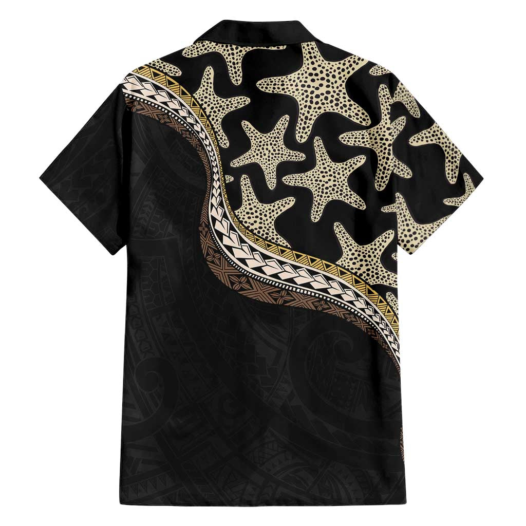 Beige Polynesian Starfish Unique Pattern Family Matching Long Sleeve Bodycon Dress and Hawaiian Shirt