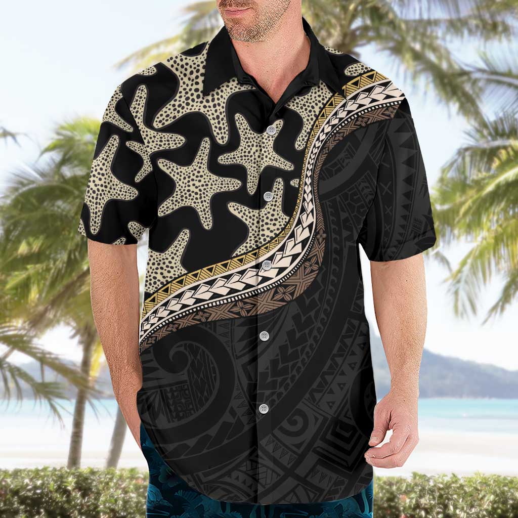 Beige Polynesian Starfish Unique Pattern Hawaiian Shirt