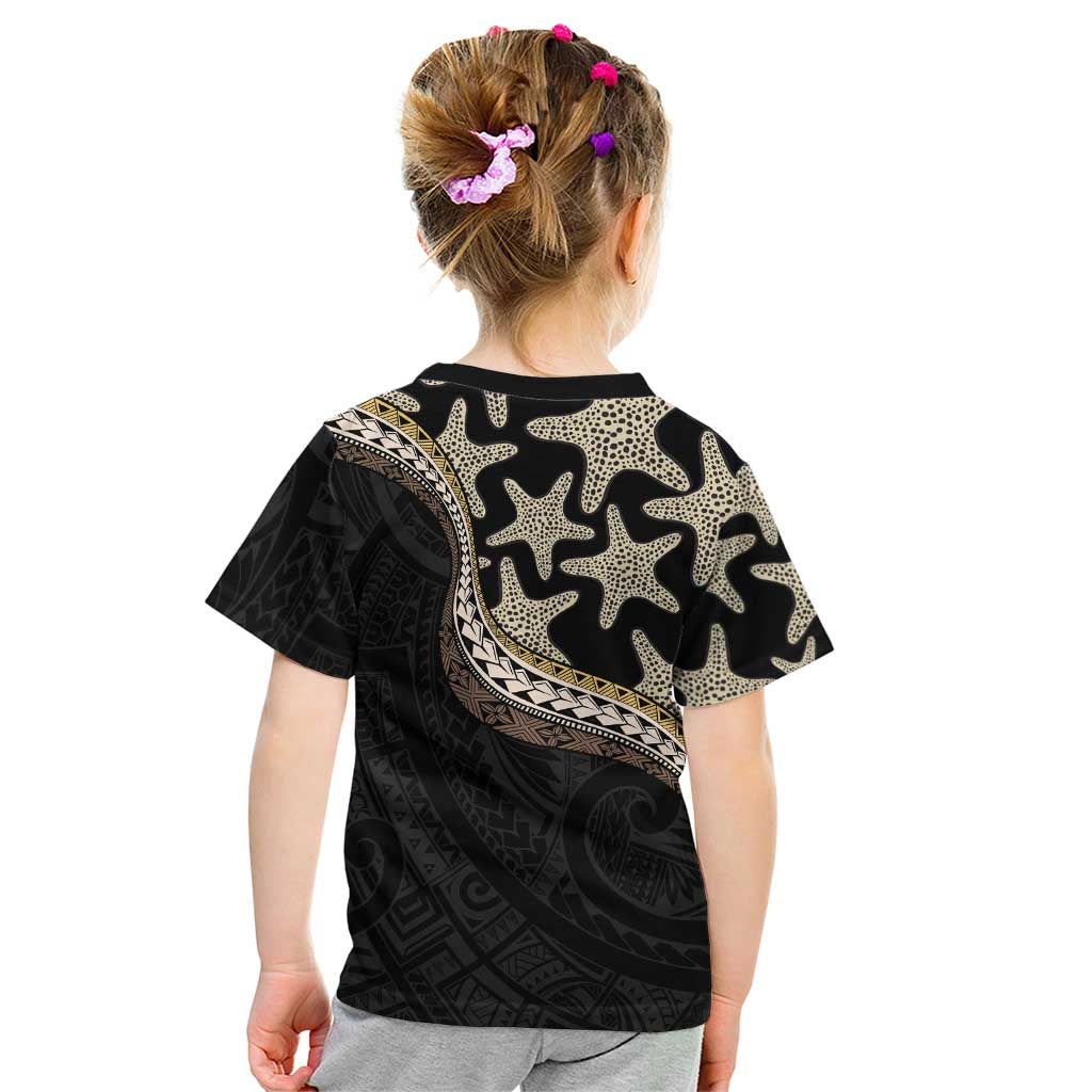 Beige Polynesian Starfish Unique Pattern Kid T Shirt
