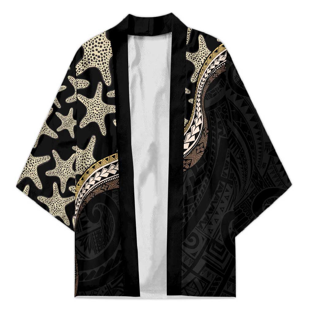 Beige Polynesian Starfish Unique Pattern Kimono