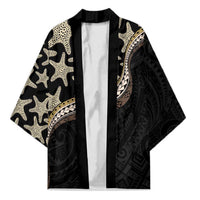 Beige Polynesian Starfish Unique Pattern Kimono
