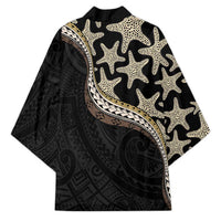 Beige Polynesian Starfish Unique Pattern Kimono