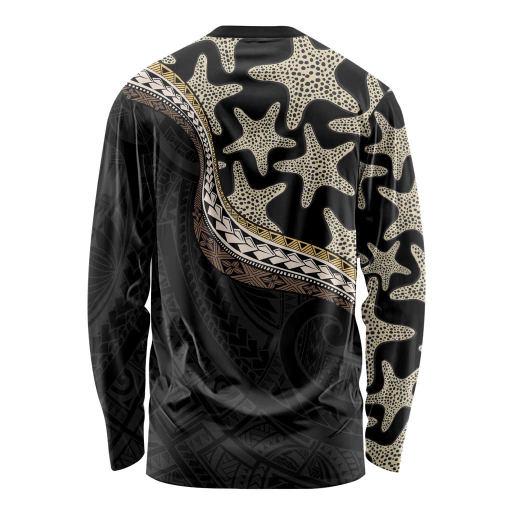 Beige Polynesian Starfish Unique Pattern Long Sleeve Shirt