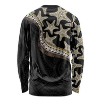 Beige Polynesian Starfish Unique Pattern Long Sleeve Shirt