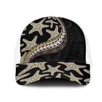 Beige Polynesian Starfish Unique Pattern Mesh Trucker Cap