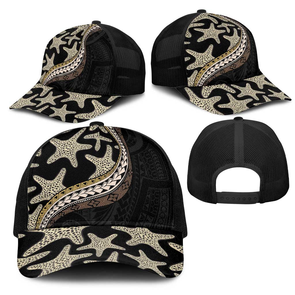 Beige Polynesian Starfish Unique Pattern Mesh Trucker Cap
