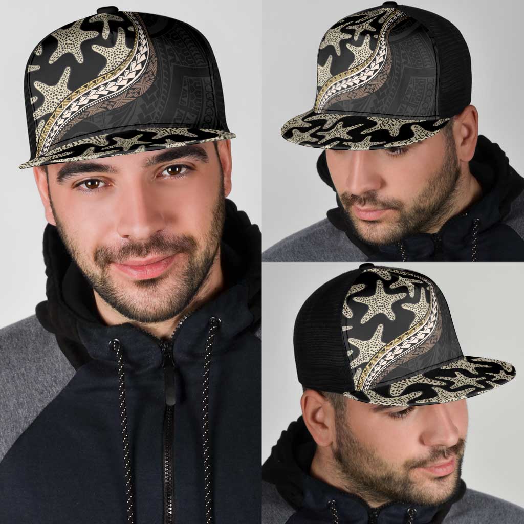 Beige Polynesian Starfish Unique Pattern Mesh Trucker Cap