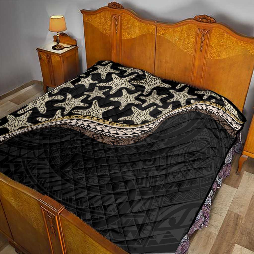 Beige Polynesian Starfish Unique Pattern Quilt