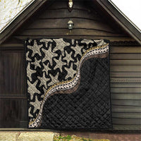 Beige Polynesian Starfish Unique Pattern Quilt