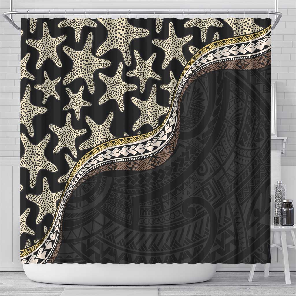 Beige Polynesian Starfish Unique Pattern Shower Curtain