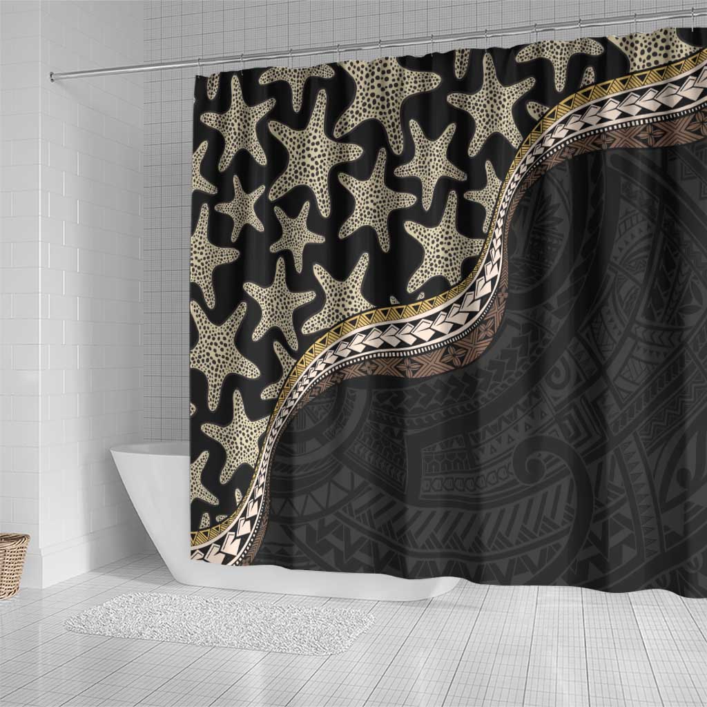 Beige Polynesian Starfish Unique Pattern Shower Curtain