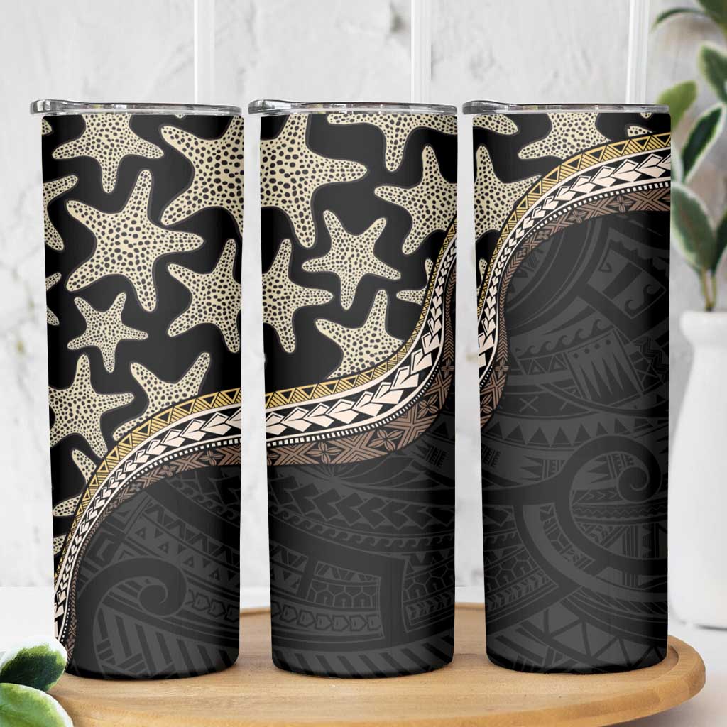 Beige Polynesian Starfish Unique Pattern Skinny Tumbler