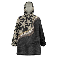 Beige Polynesian Starfish Unique Pattern Wearable Blanket Hoodie