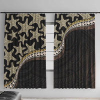 Beige Polynesian Starfish Unique Pattern Window Curtain