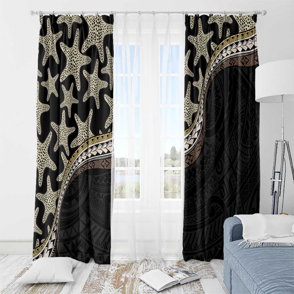 Beige Polynesian Starfish Unique Pattern Window Curtain
