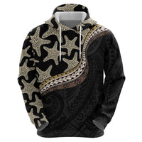 Beige Polynesian Starfish Unique Pattern Zip Hoodie