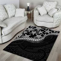 Monotone Polynesian Starfish Unique Pattern Area Rug
