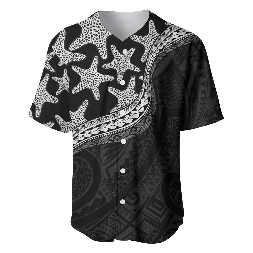 Monotone Polynesian Starfish Unique Pattern Baseball Jersey