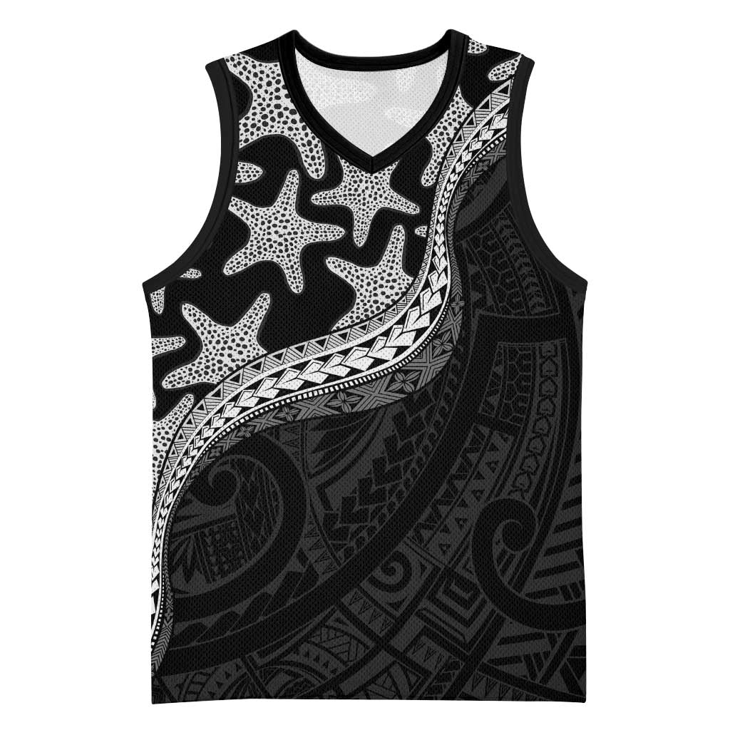 Monotone Polynesian Starfish Unique Pattern Basketball Jersey