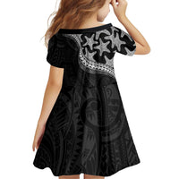 Monotone Polynesian Starfish Unique Pattern Family Matching Off Shoulder Maxi Dress and Hawaiian Shirt