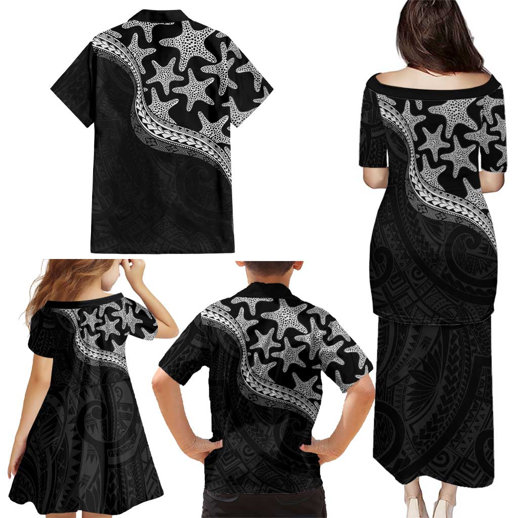 Monotone Polynesian Starfish Unique Pattern Family Matching Puletasi and Hawaiian Shirt
