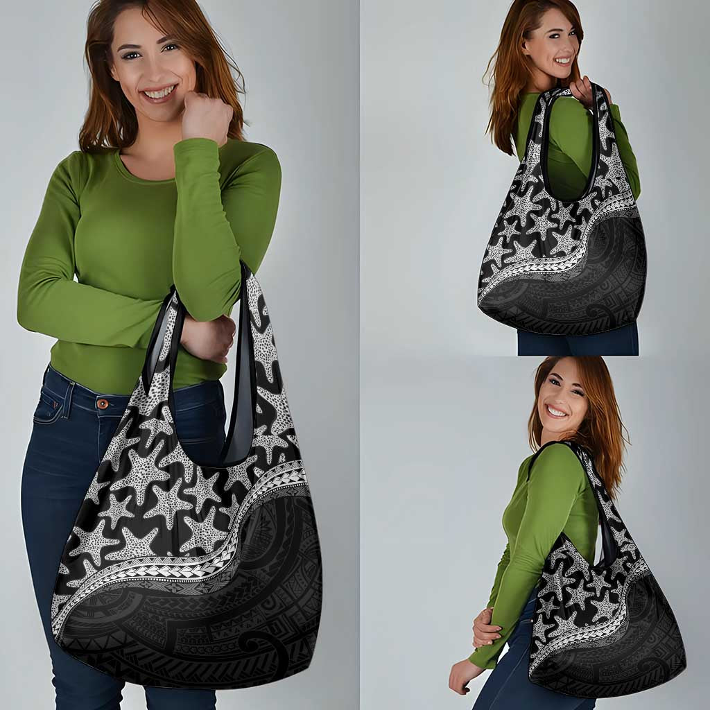 Monotone Polynesian Starfish Unique Pattern Grocery Bag
