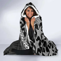 Monotone Polynesian Starfish Unique Pattern Hooded Blanket
