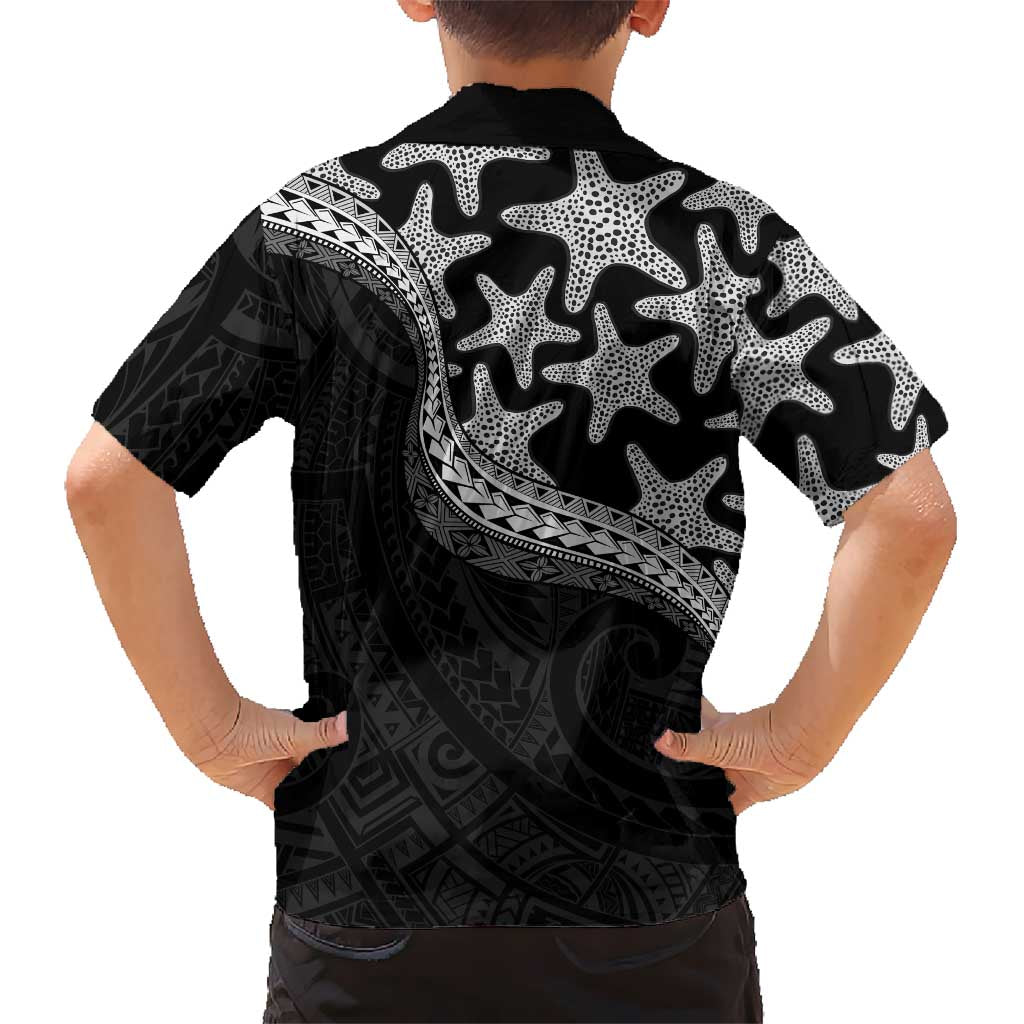 Monotone Polynesian Starfish Unique Pattern Kid Hawaiian Shirt