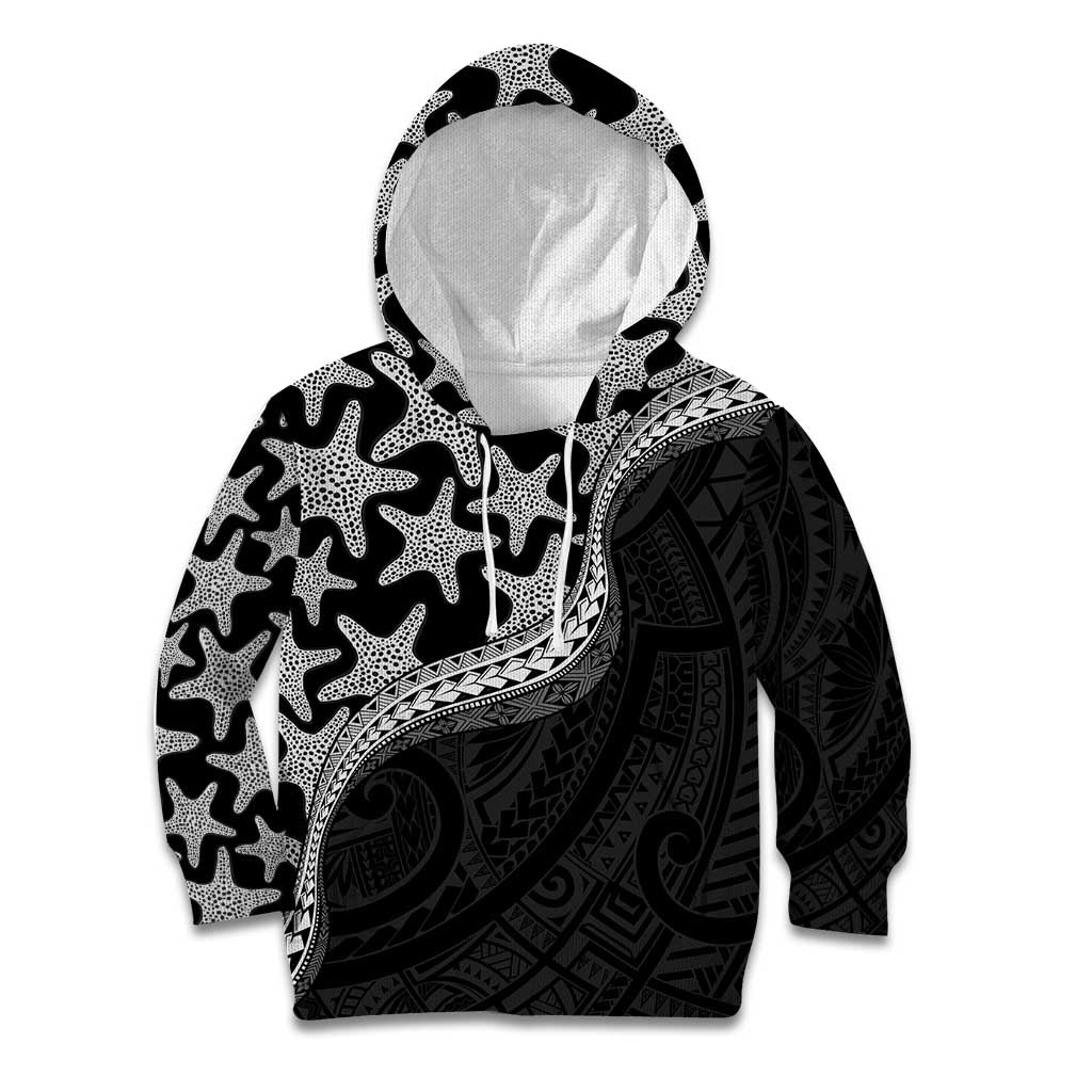 Monotone Polynesian Starfish Unique Pattern Kid Hoodie