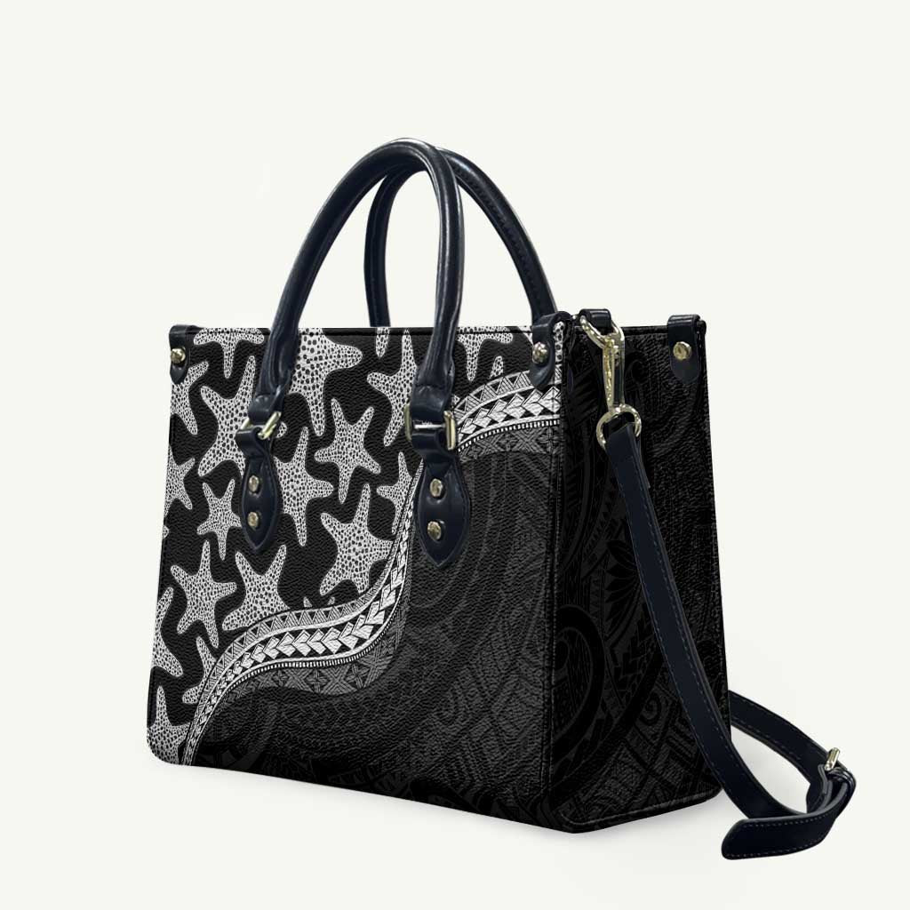 Monotone Polynesian Starfish Unique Pattern Leather Bag