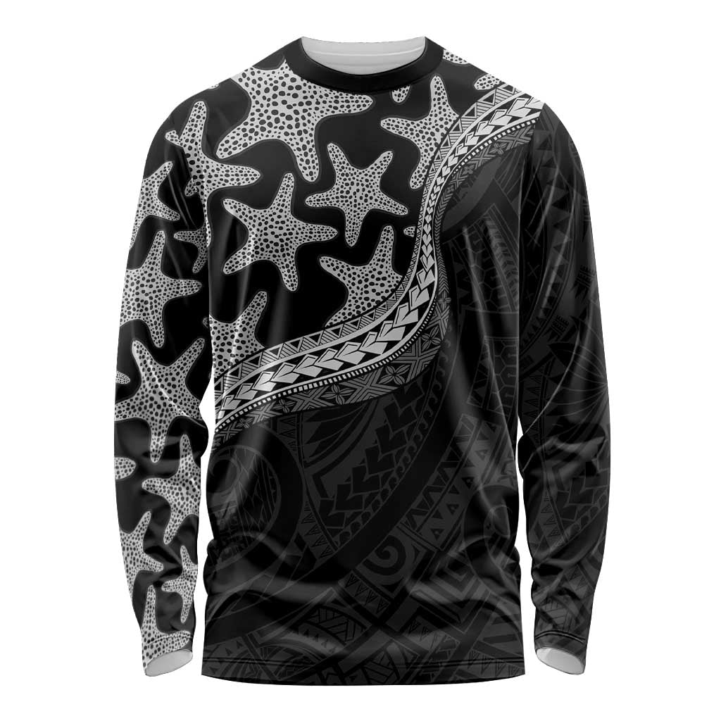 Monotone Polynesian Starfish Unique Pattern Long Sleeve Shirt