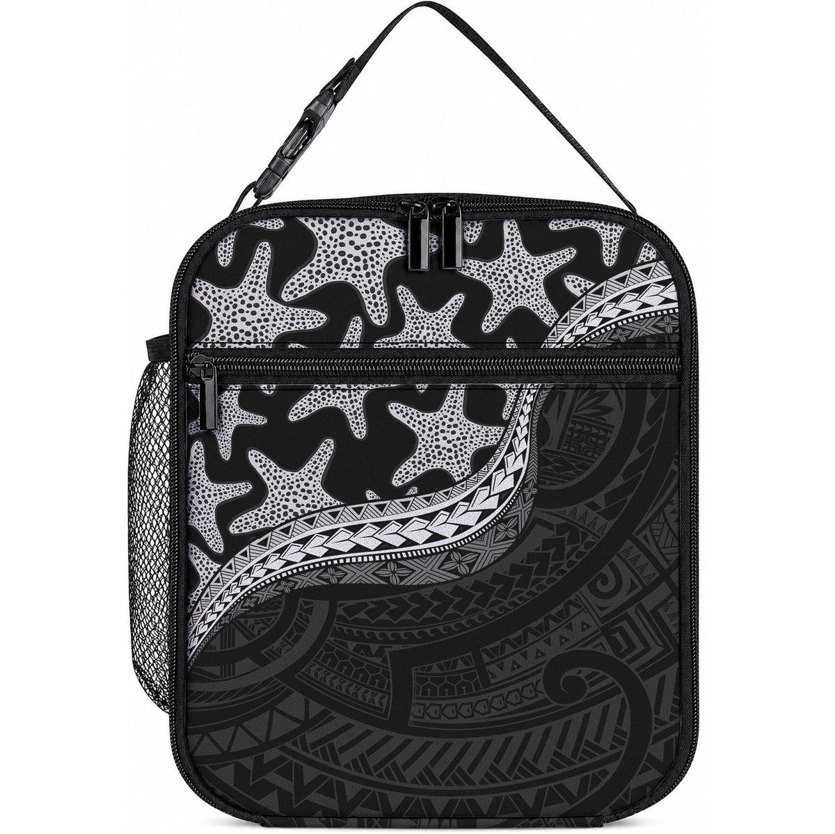 Monotone Polynesian Starfish Unique Pattern Lunch Bag LT01 10.2 × 8.3 × 4.3 inch Black - Polynesian Pride