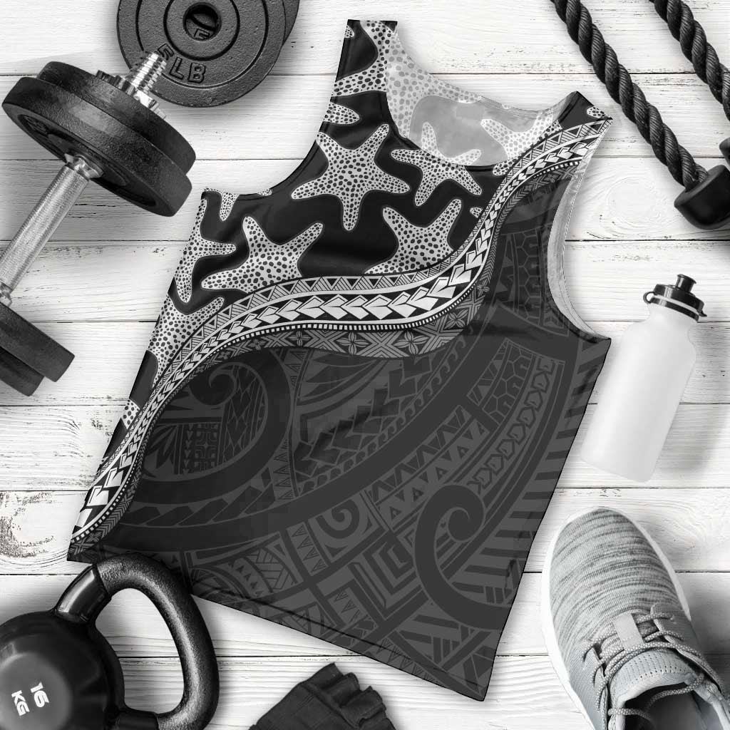 Monotone Polynesian Starfish Unique Pattern Men Tank Top