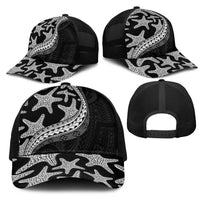 Monotone Polynesian Starfish Unique Pattern Mesh Trucker Cap