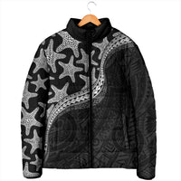 Monotone Polynesian Starfish Unique Pattern Padded Jacket