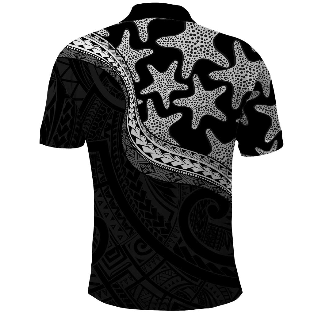 Monotone Polynesian Starfish Unique Pattern Polo Shirt