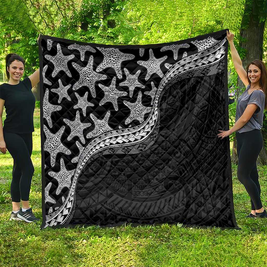 Monotone Polynesian Starfish Unique Pattern Quilt