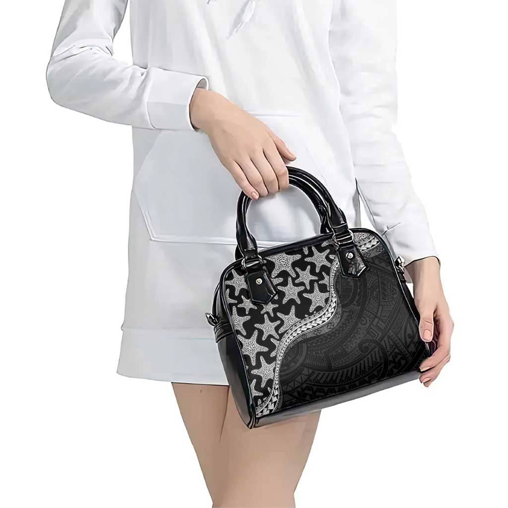 Monotone Polynesian Starfish Unique Pattern Shoulder Handbag