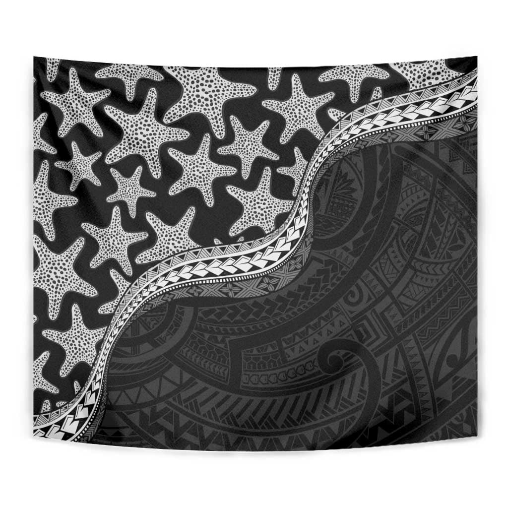 Monotone Polynesian Starfish Unique Pattern Tapestry
