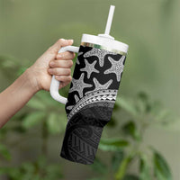 Monotone Polynesian Starfish Unique Pattern Tumbler With Handle
