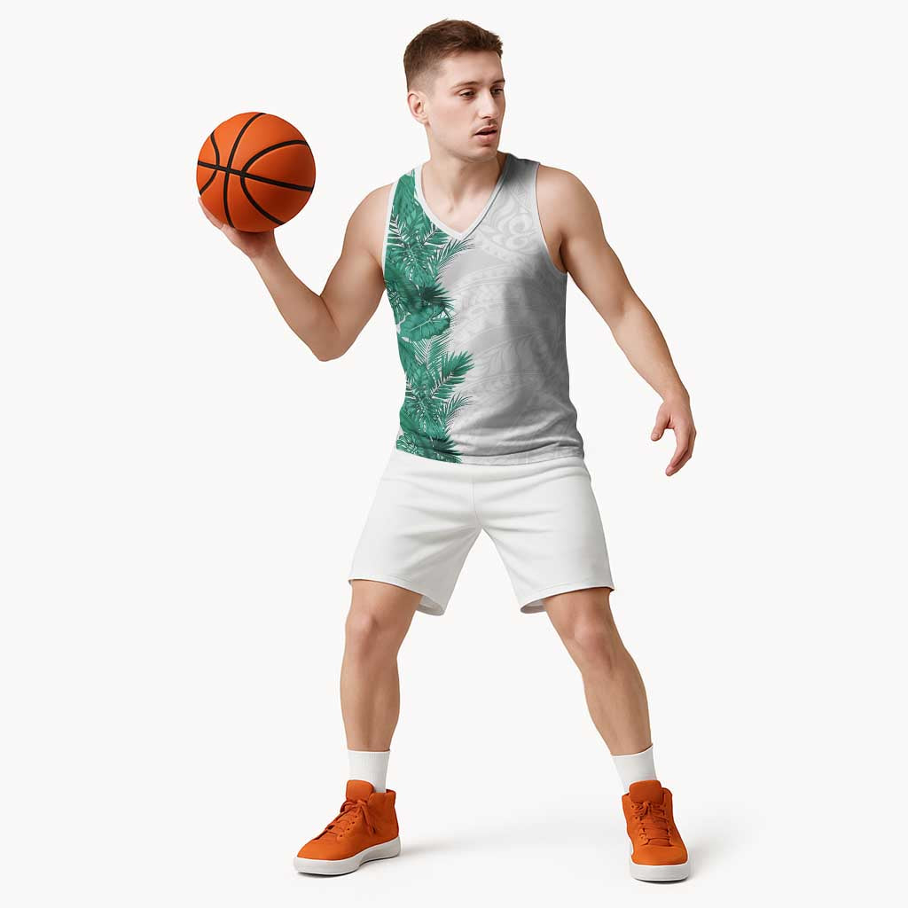 Hawaii Tropical Leaves Basketball Jersey Polynesian Pattern