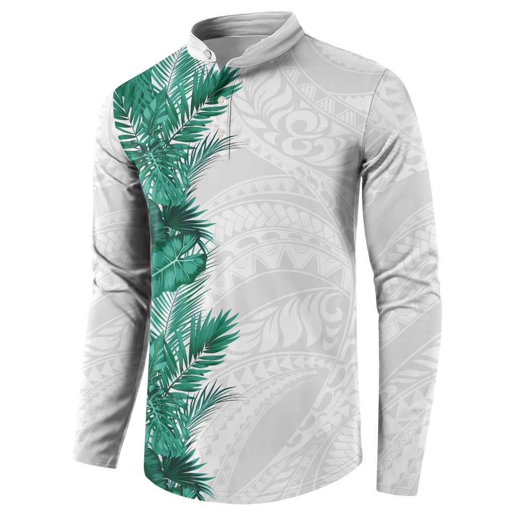Hawaii Tropical Leaves Button Sweatshirt Polynesian Pattern