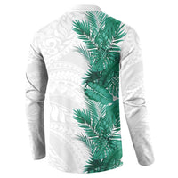 Hawaii Tropical Leaves Button Sweatshirt Polynesian Pattern