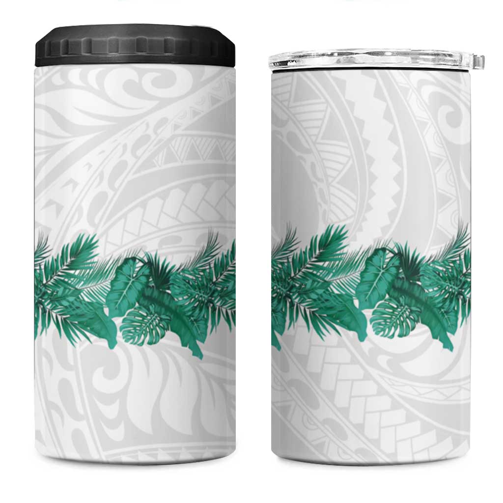 Hawaii Tropical Leaves 4 in 1 Can Cooler Tumbler Polynesian Pattern