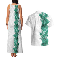 Hawaii Tropical Leaves Couples Matching Tank Maxi Dress and Hawaiian Shirt Polynesian Pattern