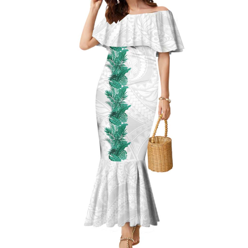 Hawaii Tropical Leaves Family Matching Mermaid Dress and Hawaiian Shirt Polynesian Pattern