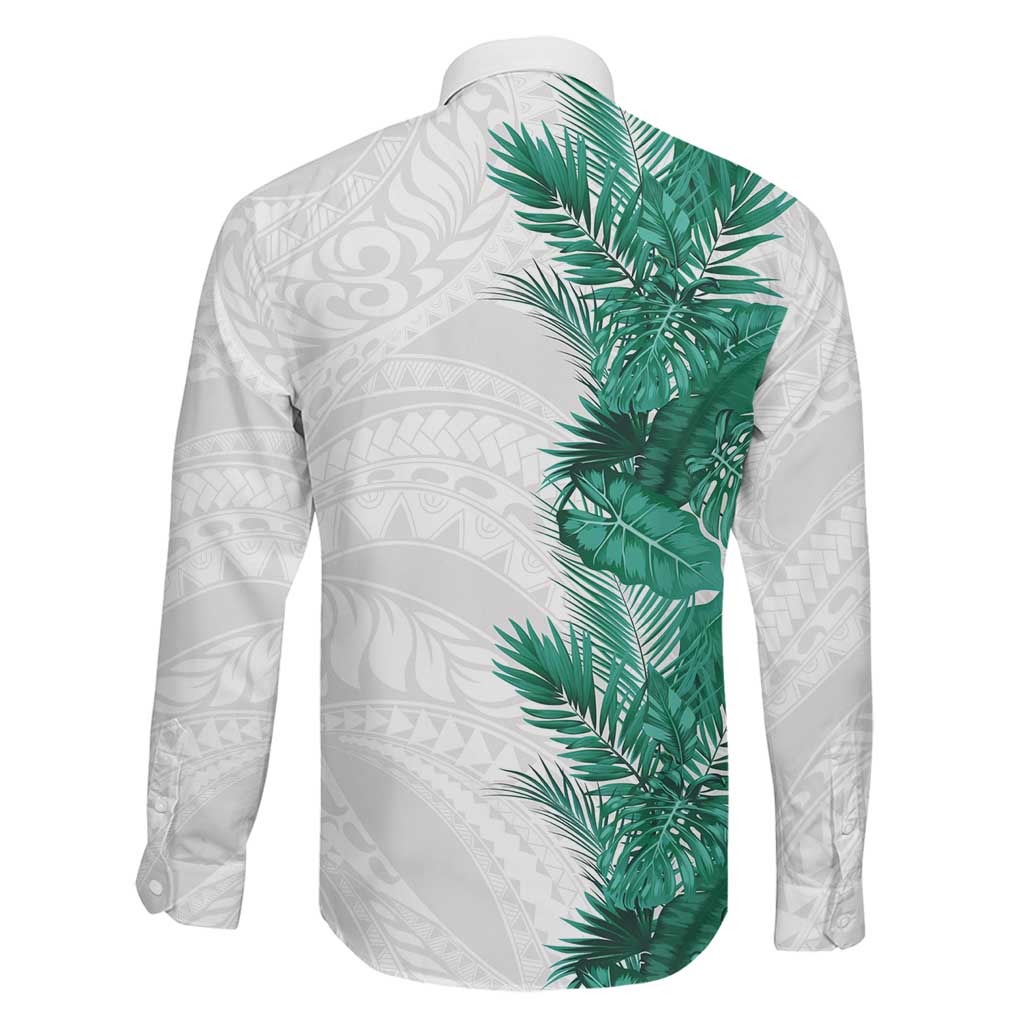 Hawaii Tropical Leaves Family Matching Off The Shoulder Long Sleeve Dress and Hawaiian Shirt Polynesian Pattern